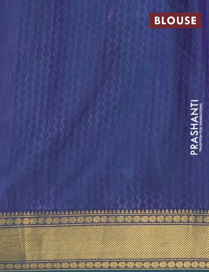 Semi tussar saree teal green and dual shade of blue with allover ikat prints and zari woven border