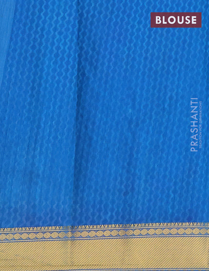 Semi tussar saree blue and dual shade of blue with allover ikat prints and zari woven border