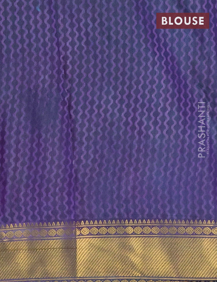 Semi tussar saree teal green and dual shade of blue with allover ikat prints and zari woven border