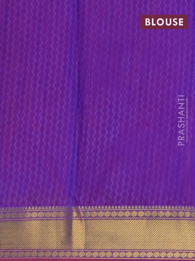 Semi tussar saree pink and dual shade of blue with allover ikat prints and zari woven border