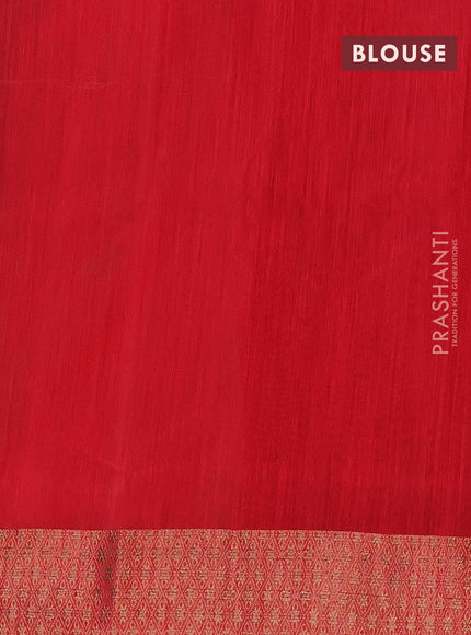 Banarasi semi matka saree chikku shade and red with plain body and antique zari border