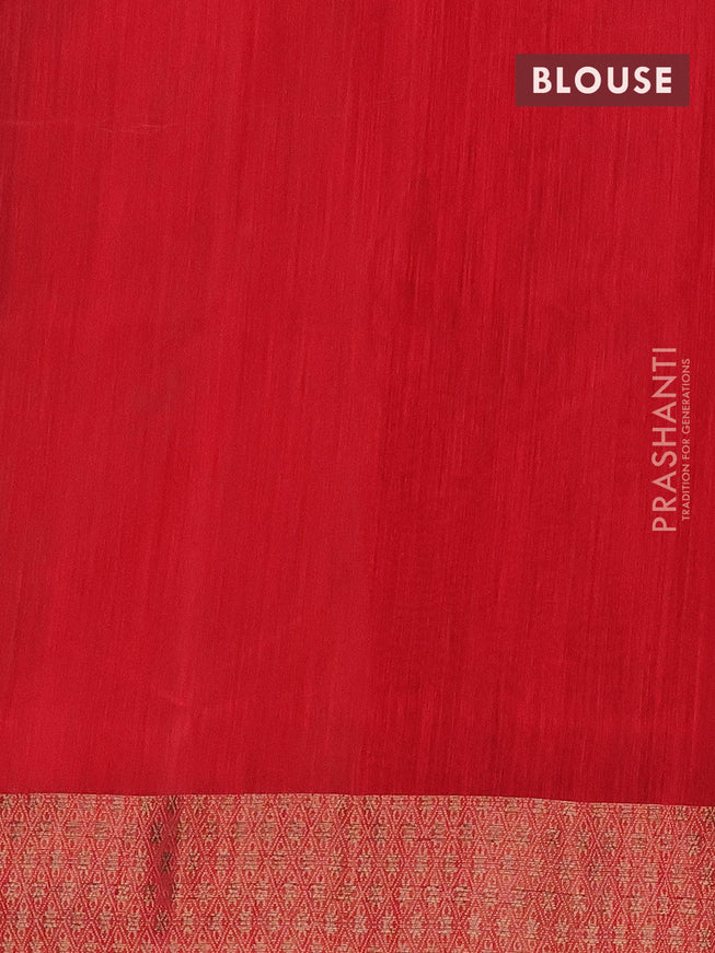 Banarasi semi matka saree chikku shade and red with plain body and antique zari border