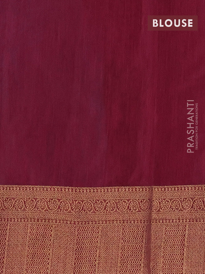 Banarasi semi matka saree cs blue and wine shade with plain body and antique zari border