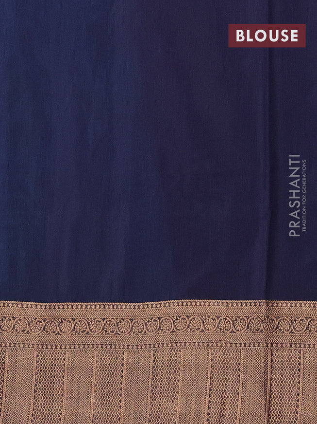 Banarasi semi matka saree teal blue and navy blue with plain body and antique zari border