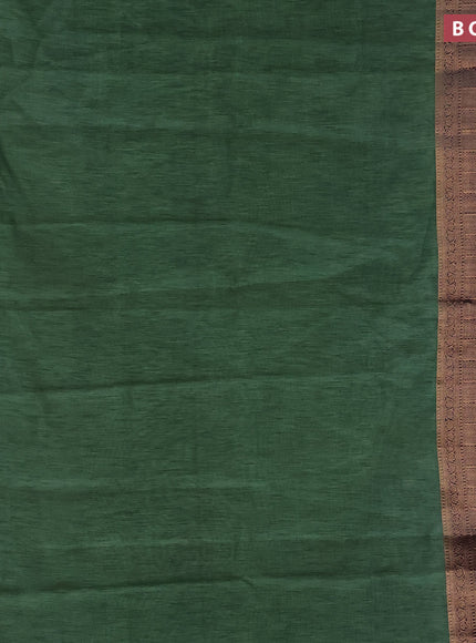 Banarasi semi matka saree green shade and dark navy blue with plain body and antique zari border