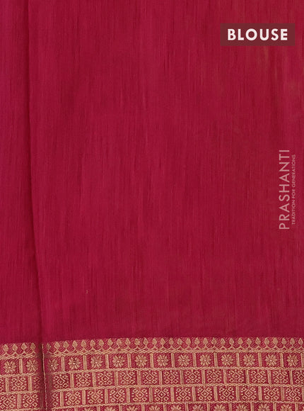 Banarasi semi matka saree light green and dark magenta pink with plain body and antique zari border