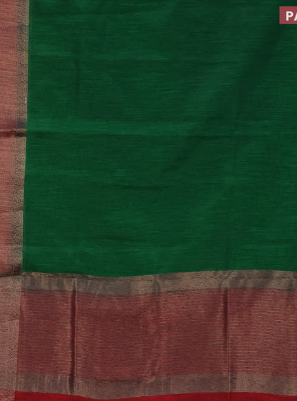 Banarasi semi matka saree green and maroon with plain body and antique zari border