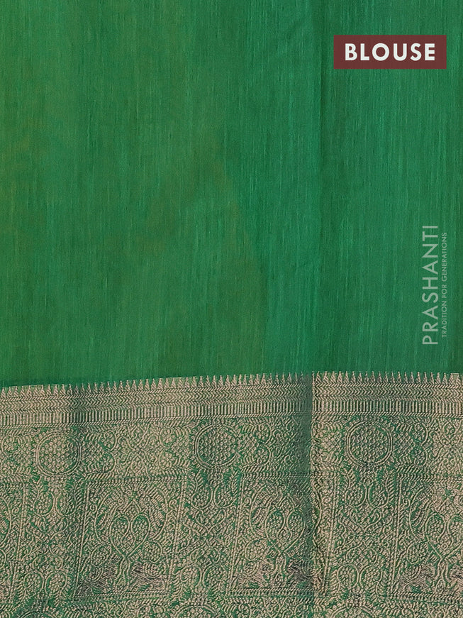 Banarasi semi matka saree mustard yellow and green with plain body and antique zari border