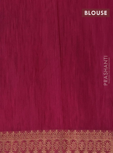 Banarasi semi matka saree teal green and dark magenta pink with plain body and antique zari border