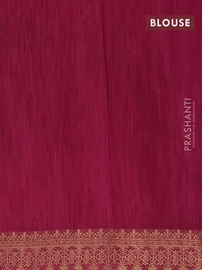 Banarasi semi matka saree teal green and dark magenta pink with plain body and antique zari border