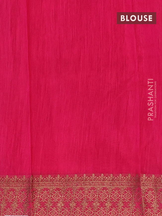 Banarasi semi matka saree green and pink with plain body and antique zari border