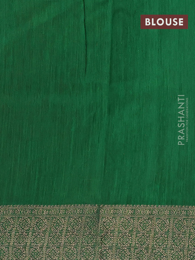 Banarasi semi matka saree red and green with plain body and antique zari border