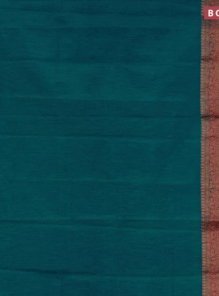 Banarasi semi matka saree teal blue and dark magenta pink with plain body and antique zari border