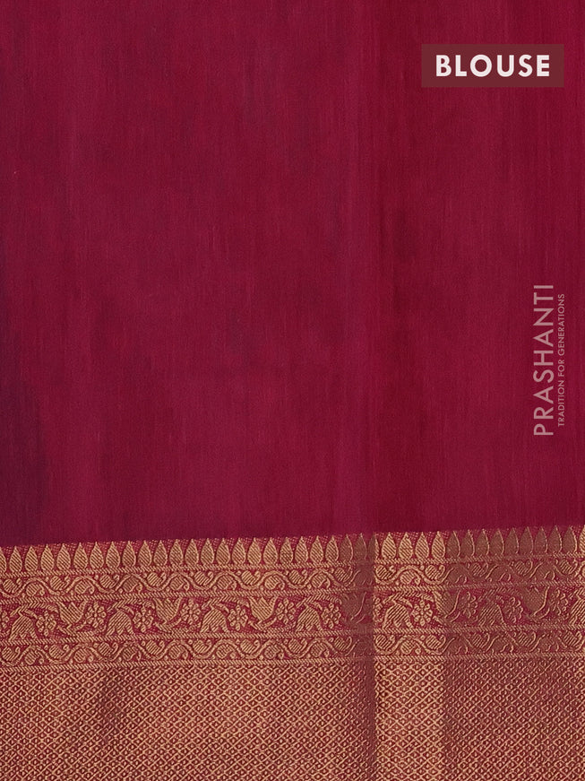 Banarasi semi matka saree teal blue and dark magenta pink with plain body and antique zari border