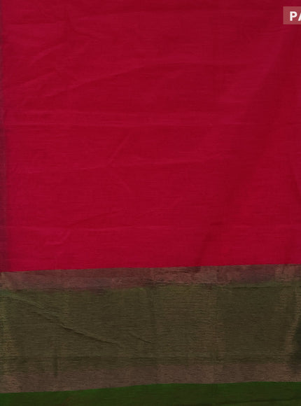 Banarasi semi matka saree pink and green with plain body and antique zari border