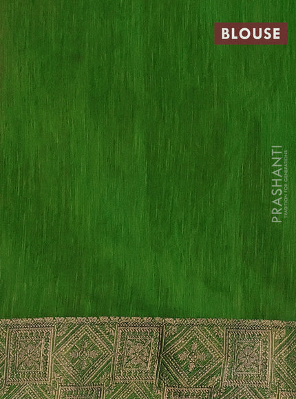 Banarasi semi matka saree pink and green with plain body and antique zari border