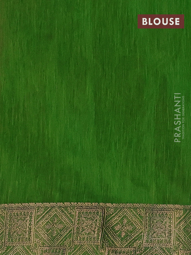 Banarasi semi matka saree pink and green with plain body and antique zari border