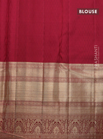 Pure kanjivaram silk saree fluorescent green and maroon with allover zari woven brocade weaves and long zari woven border