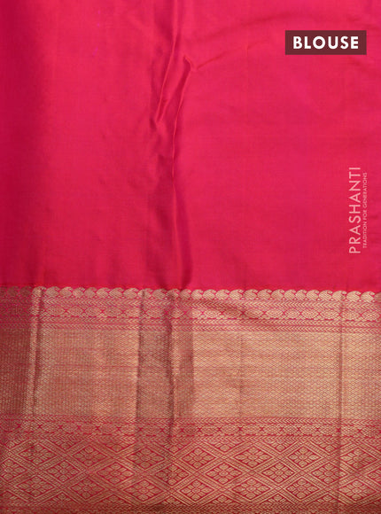 Pure kanjivaram silk saree dual shade of pink with allover zari woven floral brocade weaves and long zari woven border