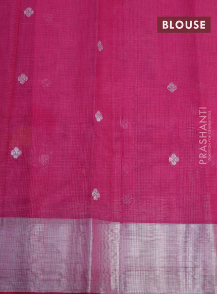 Pure zari kota saree light pink and pink with silver zari woven buttas and silver zari woven border