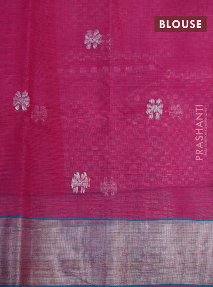 Pure zari kota saree light pink and pink with thread & zari woven buttas and silver zari woven border