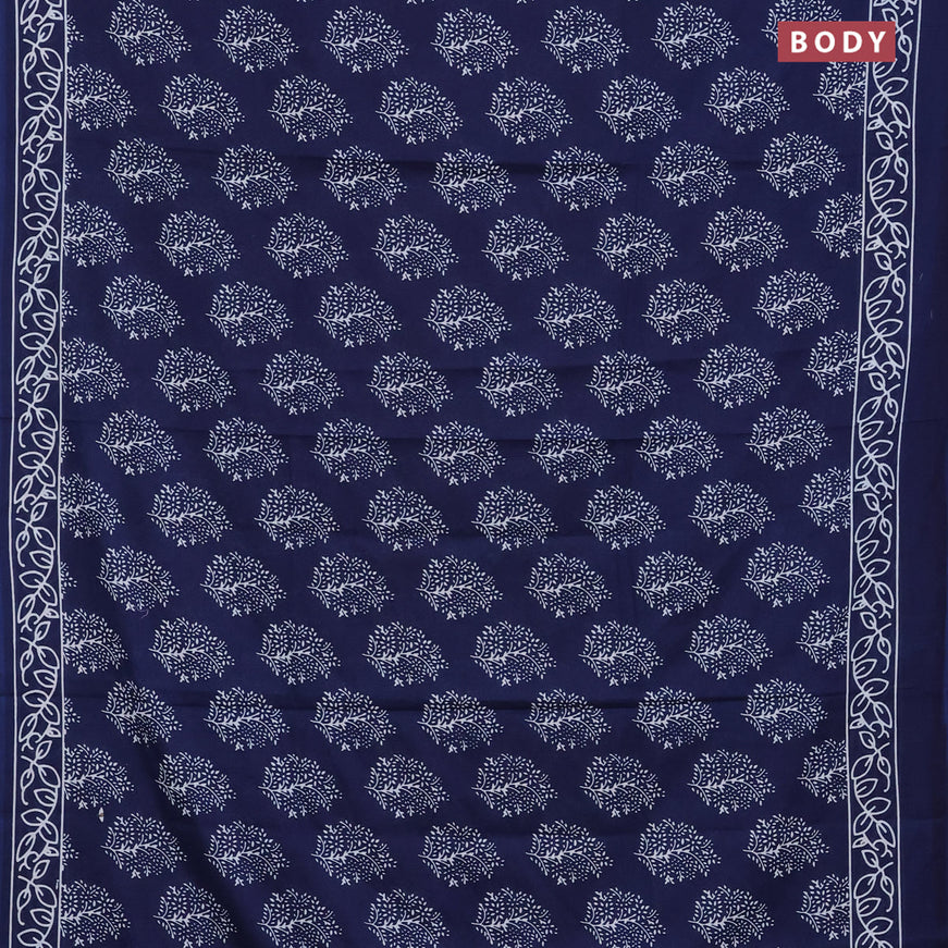 Jaipur cotton saree peacock blue with butta prints and printed border