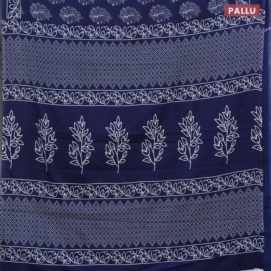 Jaipur cotton saree peacock blue with butta prints and printed border