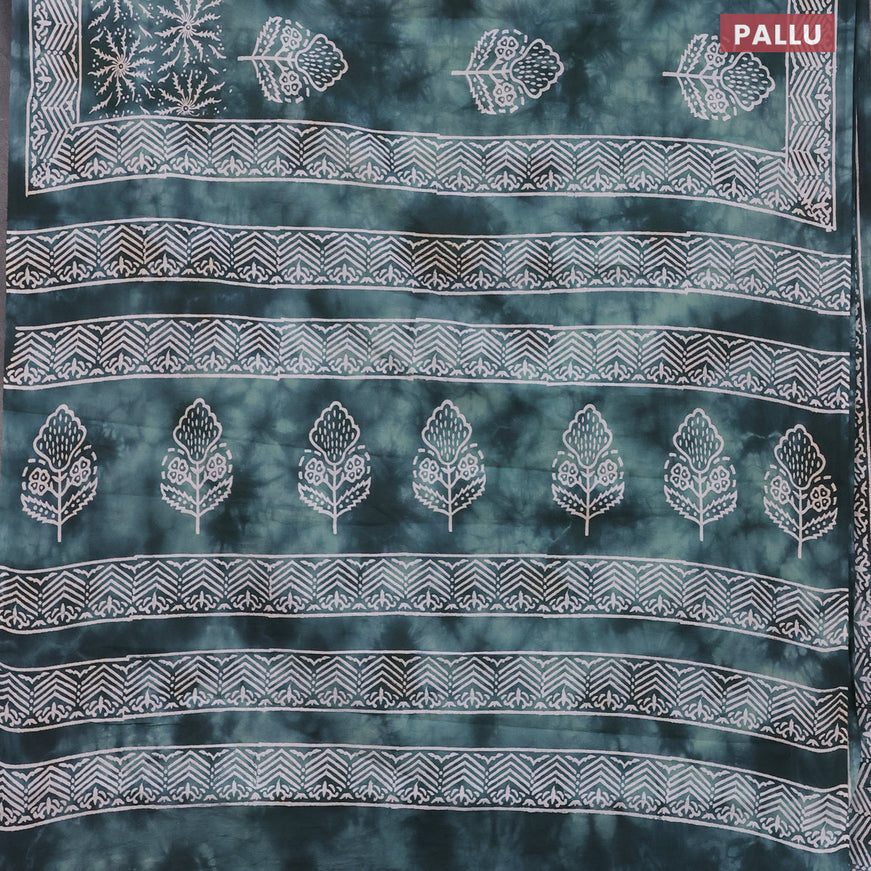 Jaipur cotton saree pastel green shade with tie & dye butta prints and printed border