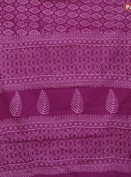 Jaipur cotton saree purple with allover geometric prints and printed border