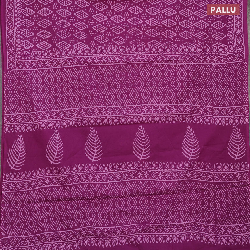 Jaipur cotton saree purple with allover geometric prints and printed border