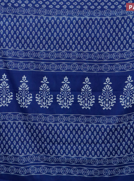 Jaipur cotton saree blue with allover butta prints and printed border