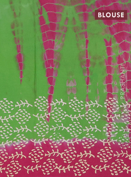 Jaipur cotton saree green and magenta pink with tie & dye butta prints and printed border