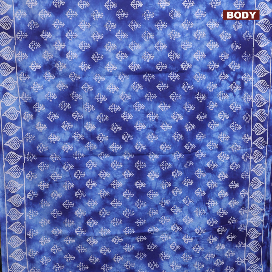 Jaipur cotton saree blue shade with tie & dye butta prints and printed border