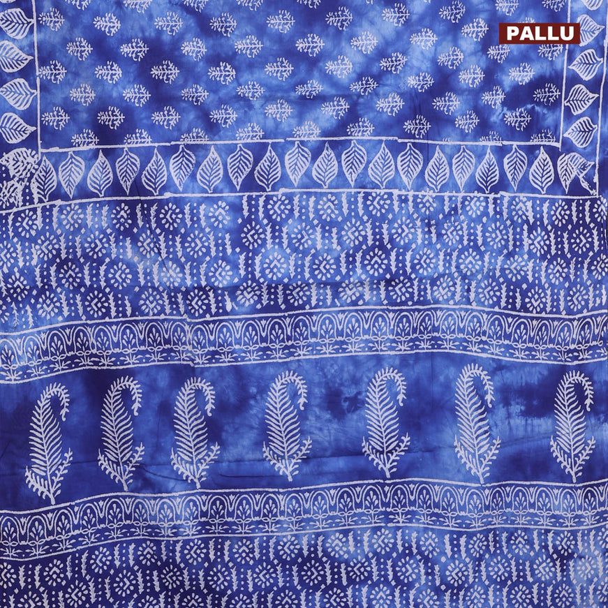 Jaipur cotton saree blue shade with tie & dye butta prints and printed border