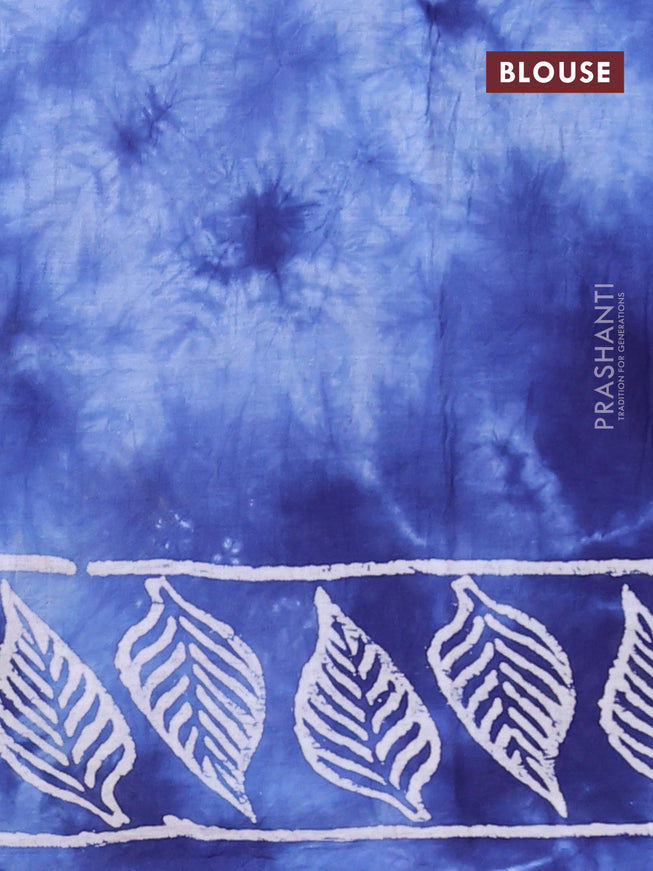 Jaipur cotton saree blue shade with tie & dye butta prints and printed border