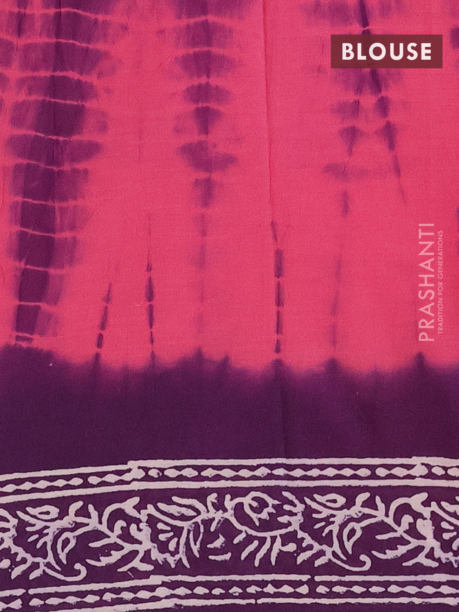 Jaipur cotton saree pink and violet with tie & dye butta prints and printed border