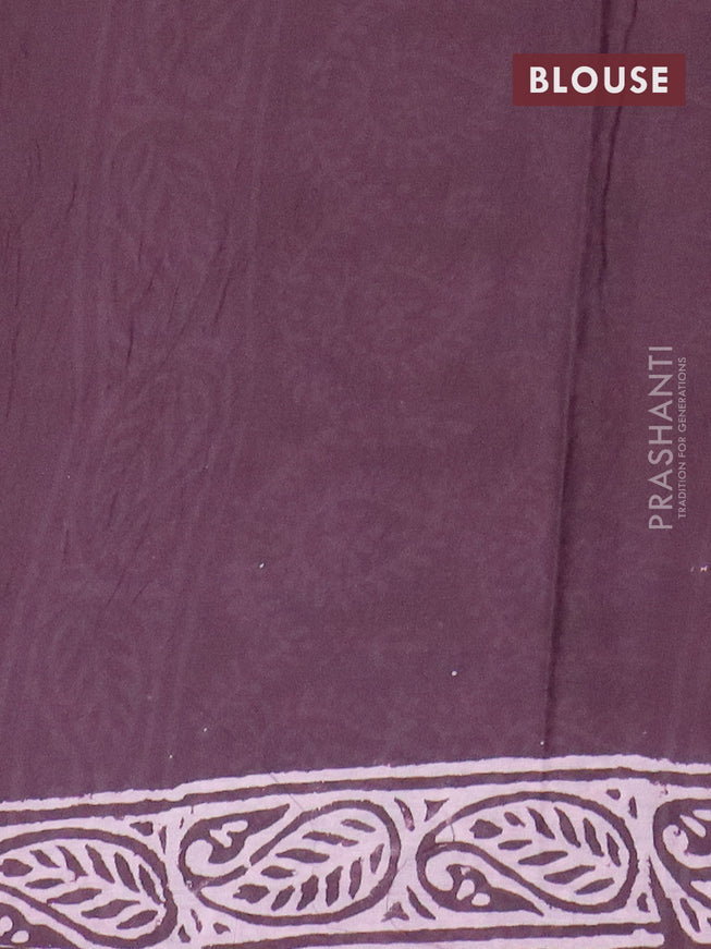 Jaipur cotton saree coffee brown with allover prints and printed border