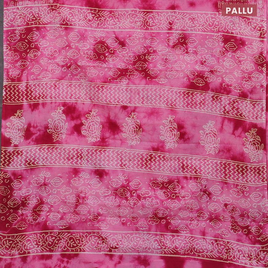 Jaipur cotton saree light pink with allover tie & dye prints and printed border