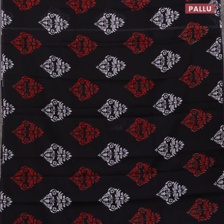 Jaipur cotton saree black with butta prints in borderless style