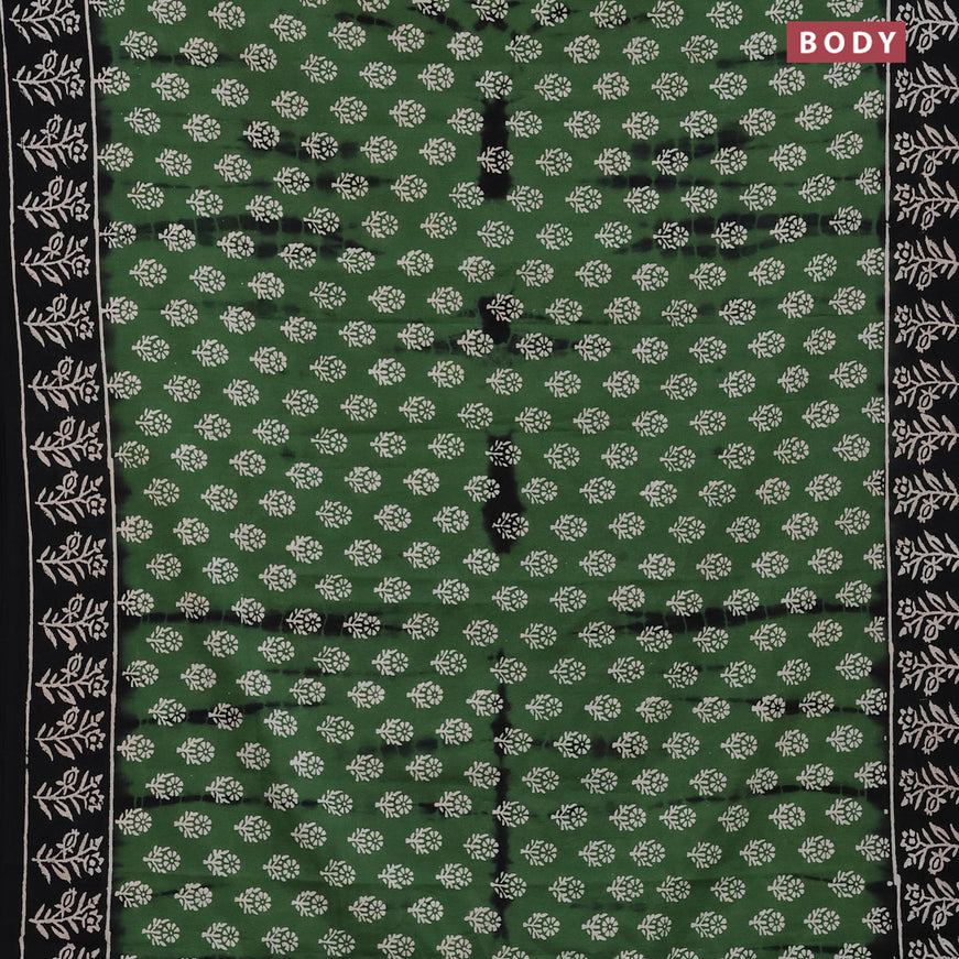 Jaipur cotton saree green and black with allover butta prints and printed border