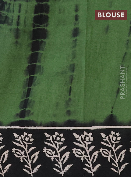 Jaipur cotton saree green and black with allover butta prints and printed border