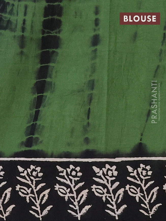 Jaipur cotton saree green and black with allover butta prints and printed border