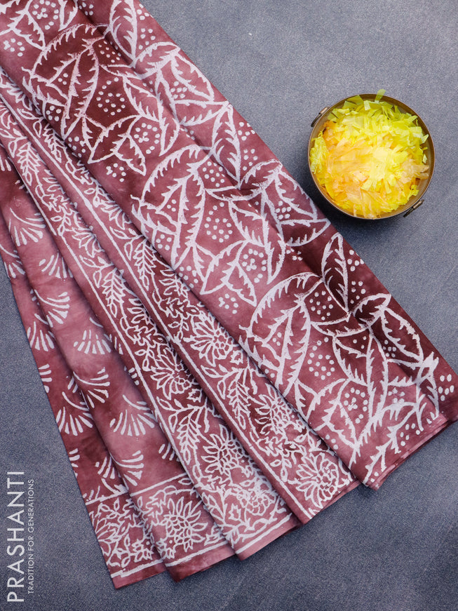 Jaipur cotton saree maroon shade with allover butta prints and printed border