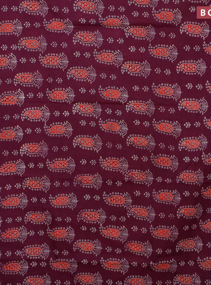 Jaipur cotton saree wine shade with butta prints and printed border