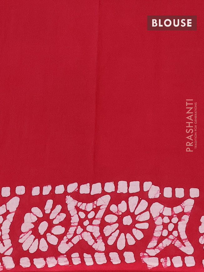 Jaipur cotton saree red with allover batik prints and printed border