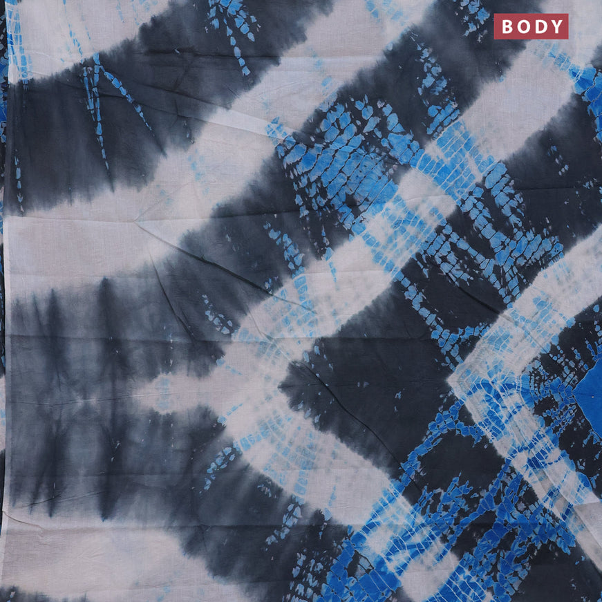 Jaipur cotton saree off white grey and black with tie & dye batik prints in borderless style