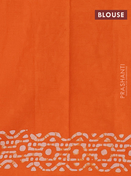 Jaipur cotton saree orange with allover batik prints in borderless style