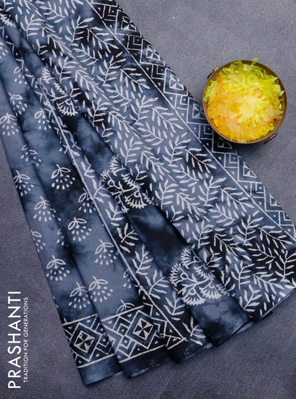 Jaipur cotton saree grey with tie & dye butta prints and printed border