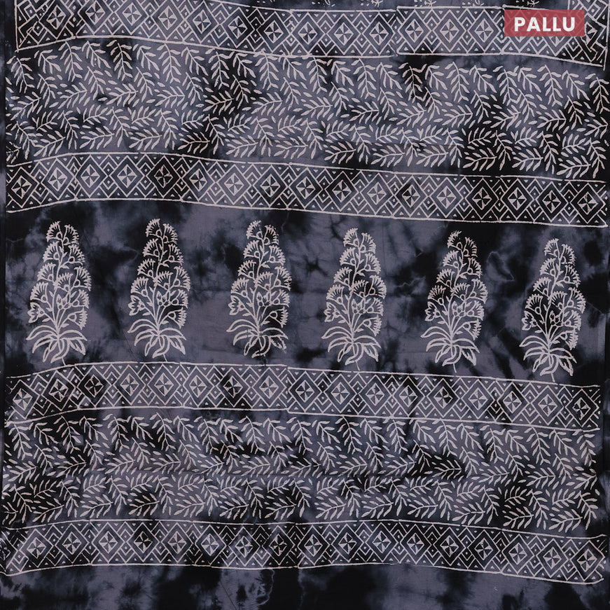 Jaipur cotton saree grey with tie & dye butta prints and printed border