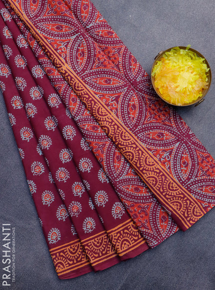 Jaipur cotton saree maroon with allover butta prints and printed border